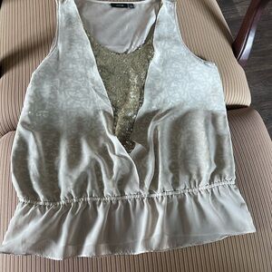 Apt. 9 Cream and Gold  Top